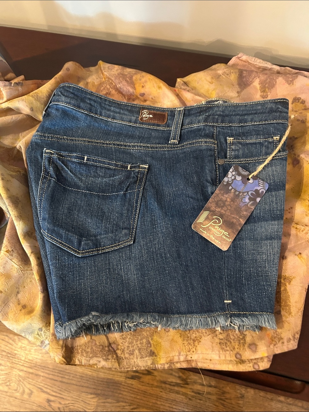 Paige Denim Shorts with Raw Hem - Blue